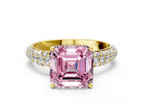 Yellow gold Fancy Pink Asscher  Solitaire with Pave Band and Four-Prong Setting_20