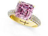 Yellow gold Fancy Pink Asscher  Solitaire with Pave Band and Four-Prong Setting_21