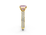 Yellow gold Fancy Pink Asscher  Solitaire with Pave Band and Four-Prong Setting_22
