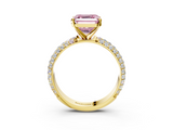 Yellow gold Fancy Pink Asscher  Solitaire with Pave Band and Four-Prong Setting_23