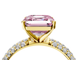 Yellow gold Fancy Pink Asscher  Solitaire with Pave Band and Four-Prong Setting_24