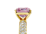 Yellow gold Fancy Pink Asscher  Solitaire with Pave Band and Four-Prong Setting_25