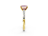 Yellow gold Fancy Pink Asscher  Solitaire with Side Baguettes and Channel Set Band_2