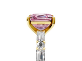 Yellow gold Fancy Pink Asscher  Solitaire with Side Baguettes and Channel Set Band_5