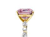 Yellow gold Fancy Pink Asscher  Solitaire with Side Stones on a Pavé Band and Four-Prong Setting_5