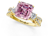 Yellow gold Fancy Pink Asscher  Three-Stone Diamond Ring with Pavé Split Shank and Four-Prong Setting_18