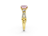 Yellow gold Fancy Pink Asscher  Three-Stone Diamond Ring with Pavé Split Shank and Four-Prong Setting_19