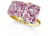 Yellow gold Fancy Pink Asscher  and Emerald Cut Toi Moi Ring with Prong Setting_47