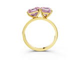 Yellow gold Fancy Pink Asscher  and Emerald Cut Toi Moi Ring with Prong Setting_49