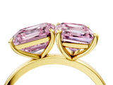 Yellow gold Fancy Pink Asscher  and Emerald Cut Toi Moi Ring with Prong Setting_50