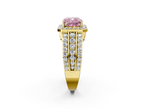 Yellow gold Fancy Pink Cushion -Cut Halo Diamond Ring with Split Shank and Four-Prong Setting_73