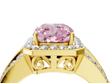 Yellow gold Fancy Pink Cushion -Cut Halo Diamond Ring with Split Shank and Four-Prong Setting_75