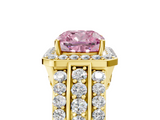 Yellow gold Fancy Pink Cushion -Cut Halo Diamond Ring with Split Shank and Four-Prong Setting_76