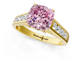 Yellow gold Fancy Pink Cushion  Brilliant Channel-Set Solitaire Ring with Four-Prong Setting_38