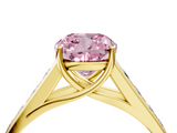 Yellow gold Fancy Pink Cushion  Brilliant Channel-Set Solitaire Ring with Four-Prong Setting_41