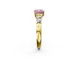 Yellow gold Fancy Pink Cushion  Brilliant Cut Diamond Five-Stone Prong Set Engagement Ring with Channel Band_5