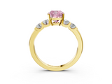 Yellow gold Fancy Pink Cushion  Brilliant Cut Diamond Five-Stone Prong Set Engagement Ring with Channel Band_6