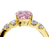 Yellow gold Fancy Pink Cushion  Brilliant Cut Diamond Five-Stone Prong Set Engagement Ring with Channel Band_7