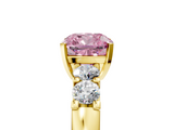 Yellow gold Fancy Pink Cushion  Brilliant Cut Diamond Five-Stone Prong Set Engagement Ring with Channel Band_8