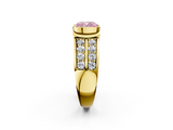 Yellow gold Fancy Pink Cushion  Brilliant Diamond Channel Set Wide Band Ring with Bezel Setting_22