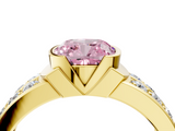 Yellow gold Fancy Pink Cushion  Brilliant Diamond Channel Set Wide Band Ring with Bezel Setting_24