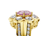 Yellow gold Fancy Pink Cushion  Brilliant Flower Halo Diamond Split Shank Ring_80