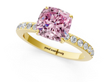 Yellow gold Fancy Pink Cushion  Brilliant Pavé Band Solitaire with Four-Prong Setting_38