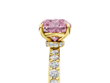 Yellow gold Fancy Pink Cushion  Brilliant Pavé Band Solitaire with Four-Prong Setting_42
