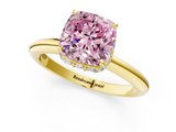 Yellow gold Fancy Pink Cushion  Brilliant Solitaire Engagement Ring with Six-Prong Setting and Classic Band_21