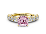 Yellow gold Fancy Pink Cushion  Brilliant Solitaire with Pavé Band and Four-Prong Setting_41