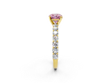 Yellow gold Fancy Pink Cushion  Brilliant Solitaire with Pavé Band and Four-Prong Setting_43