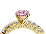Yellow gold Fancy Pink Cushion  Brilliant Solitaire with Pavé Band and Four-Prong Setting_45