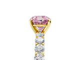 Yellow gold Fancy Pink Cushion  Brilliant Solitaire with Pavé Band and Four-Prong Setting_46