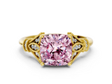 Yellow gold Fancy Pink Cushion  Brilliant Solitaire with Pave Band and Four-Prong Setting_20
