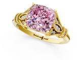 Yellow gold Fancy Pink Cushion  Brilliant Solitaire with Pave Band and Four-Prong Setting_21