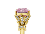 Yellow gold Fancy Pink Cushion  Brilliant Solitaire with Pave Band and Four-Prong Setting_25