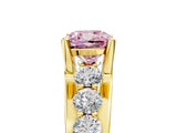 Yellow gold Fancy Pink Cushion  Brilliant Solitaire with Side Stones on a Pave Band and Four-Prong Setting_29