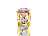 Yellow gold Fancy Pink Cushion  Brilliant Solitaire with Side Stones on a Pave Band and Four-Prong Setting_42
