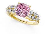 Yellow gold Fancy Pink Cushion  Cluster Diamond Engagement Ring with Pavé Band and Four-Prong Setting_53