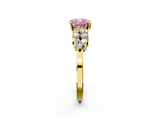 Yellow gold Fancy Pink Cushion  Cluster Diamond Engagement Ring with Pavé Band and Four-Prong Setting_54
