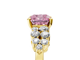 Yellow gold Fancy Pink Cushion  Cluster Diamond Engagement Ring with Pavé Band and Four-Prong Setting_57