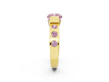 Yellow gold Fancy Pink Cushion Cut Brilliant Channel-Set Diamond Ring with Bezel Prong Setting_2