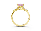 Yellow gold Fancy Pink Cushion Cut Brilliant Diamond Solitaire Ring with Pear Side Stones and Four-Prong Setting_6