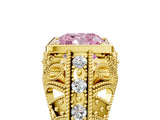 Yellow gold Fancy Pink Cushion Cut Brilliant Milgrain Filigree Diamond Ring with Square Prong Setting_5
