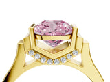 Yellow gold Fancy Pink Cushion Cut Brilliant Solitaire Diamond Ring with Channel Set Band and Bar Prong Setting_10