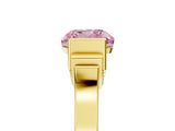Yellow gold Fancy Pink Cushion Cut Brilliant Solitaire Diamond Ring with Channel Set Band and Bar Prong Setting_11