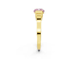 Yellow gold Fancy Pink Cushion Cut Brilliant Solitaire Diamond Ring with Channel Set Band and Bar Prong Setting_8