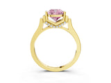 Yellow gold Fancy Pink Cushion Cut Brilliant Solitaire Diamond Ring with Channel Set Band and Bar Prong Setting_9