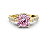 Yellow gold Fancy Pink Cushion  Cut Cathedral Pave Diamond Engagement Ring with Six-Prong Setting_33