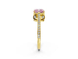 Yellow gold Fancy Pink Cushion  Cut Cathedral Pave Diamond Engagement Ring with Six-Prong Setting_35